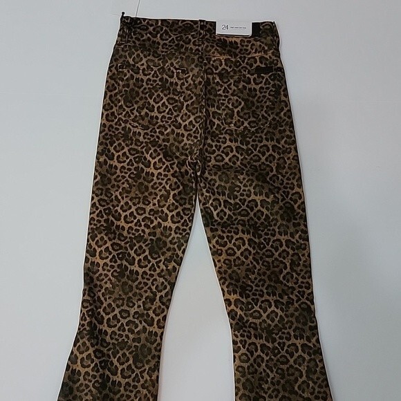 7 FOR ALL MANKIND High Waist Slim Kick Faux Leather Animal Print Jeans NWT sz 24 - Picture 4 of 11
